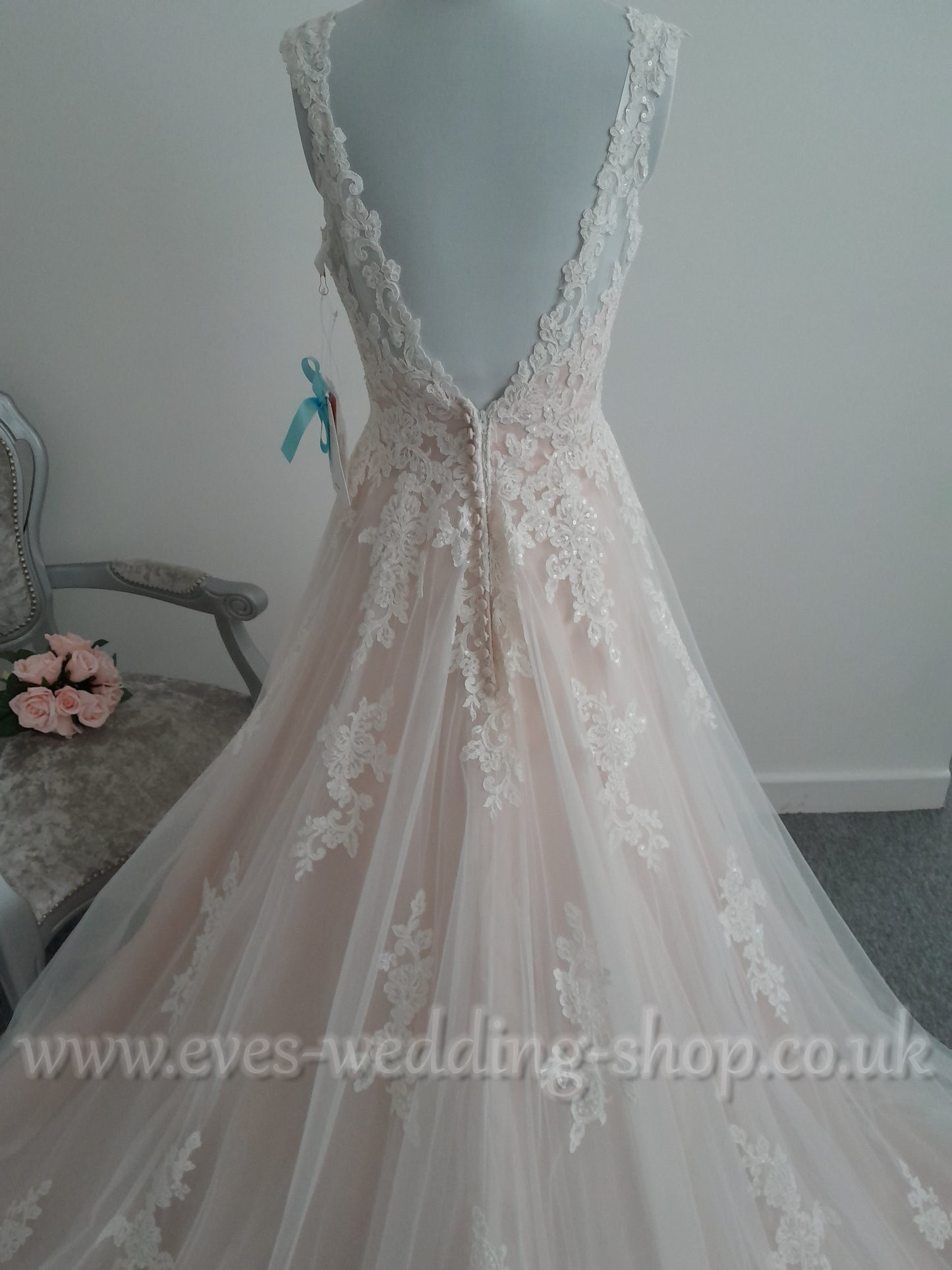 Morilee 5468 ivory/blush wedding dress with straps US 8/ UK 10