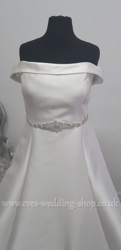 Mikado satin off the shoulder wedding dress UK 26
