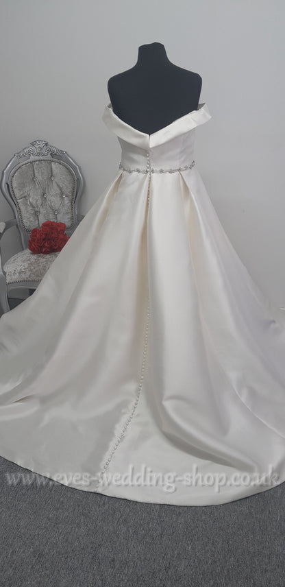 Mikado satin off the shoulder wedding dress UK 26