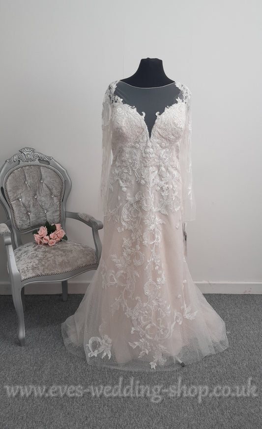 Oleg Cassini glitter ivory / stone colour wedding dress US 26, UK 28