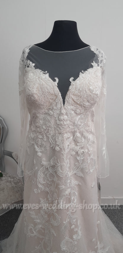 Oleg Cassini glitter ivory / stone colour wedding dress US 26, UK 28