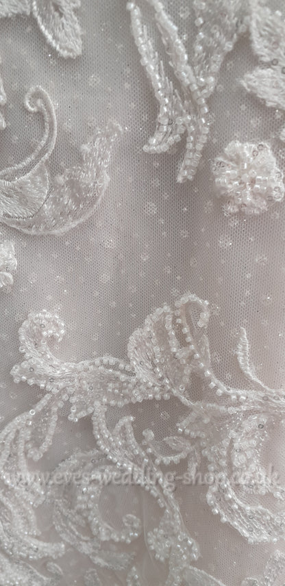 Oleg Cassini glitter ivory / stone colour wedding dress US 26, UK 28