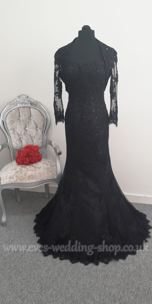 Ian Stuart black wedding dress US 8 or 10 with jacket