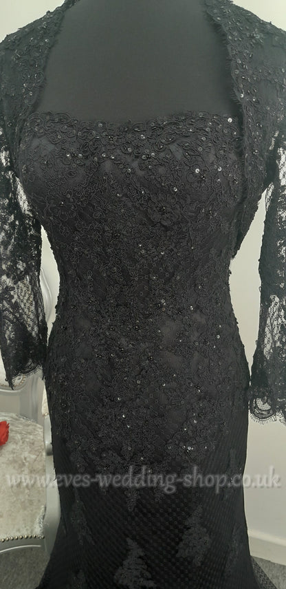 Ian Stuart black wedding dress US 8 or 10 with jacket