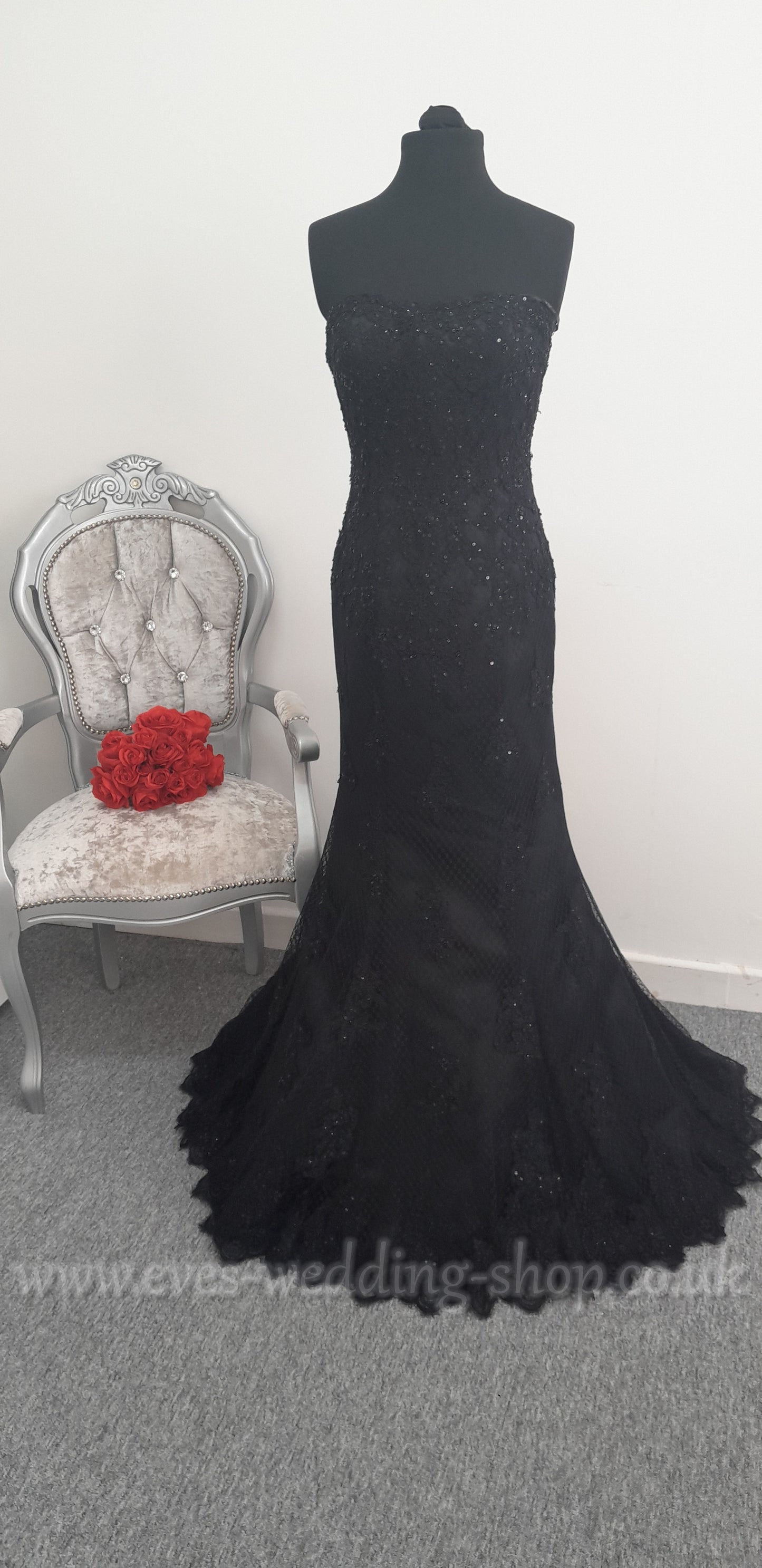 Ian Stuart black wedding dress US 8 or 10 with jacket