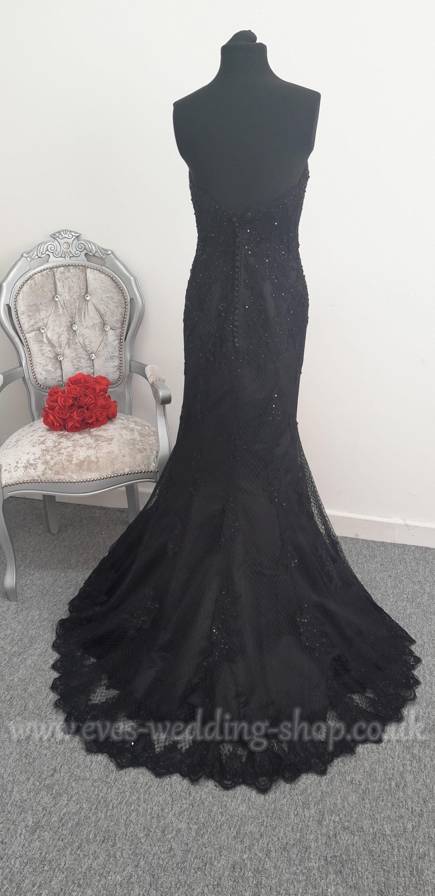 Ian Stuart black wedding dress US 8 or 10 with jacket