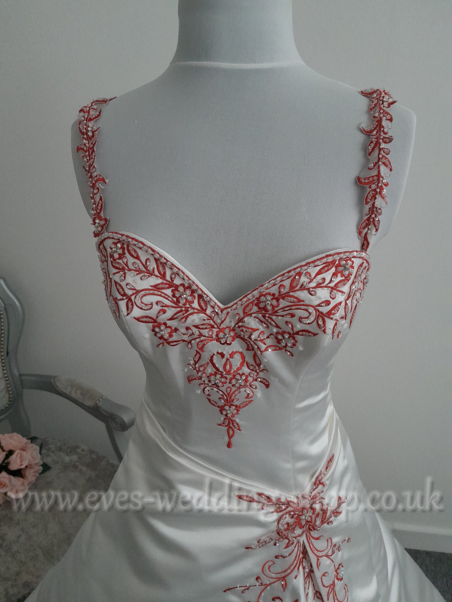 Alfred Angelo 1825 ivory/cherry wedding dress UK 8/10