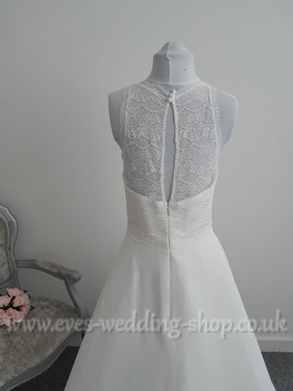 Bianco Evento ''Nala'' ivory chiffon wedding dress UK 12, EU 40