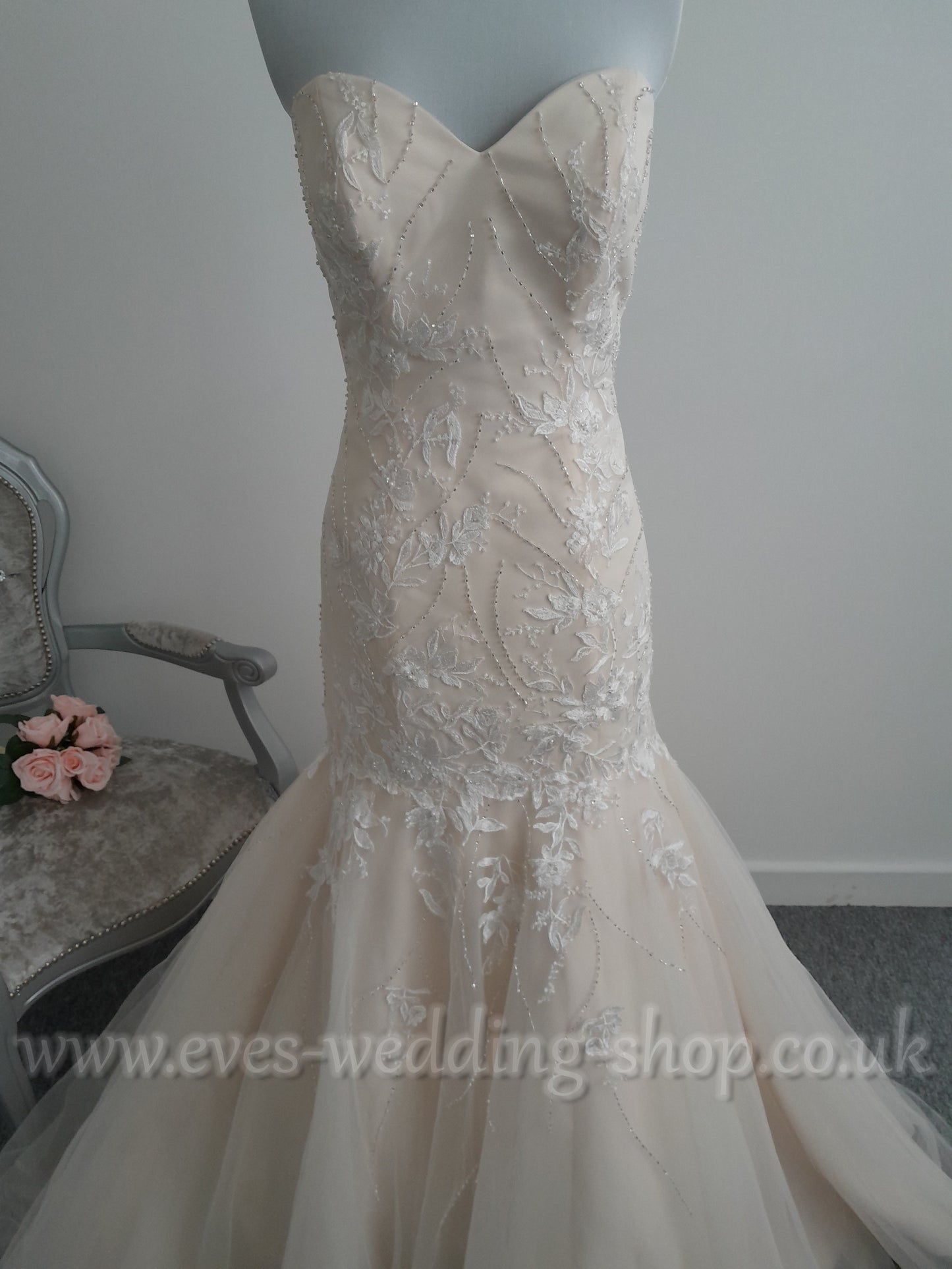 Romantica ivory/light gold wedding dress UK 12