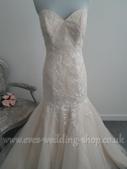 Romantica ivory/light gold wedding dress UK 12