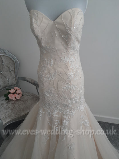 Romantica ivory/light gold wedding dress UK 12