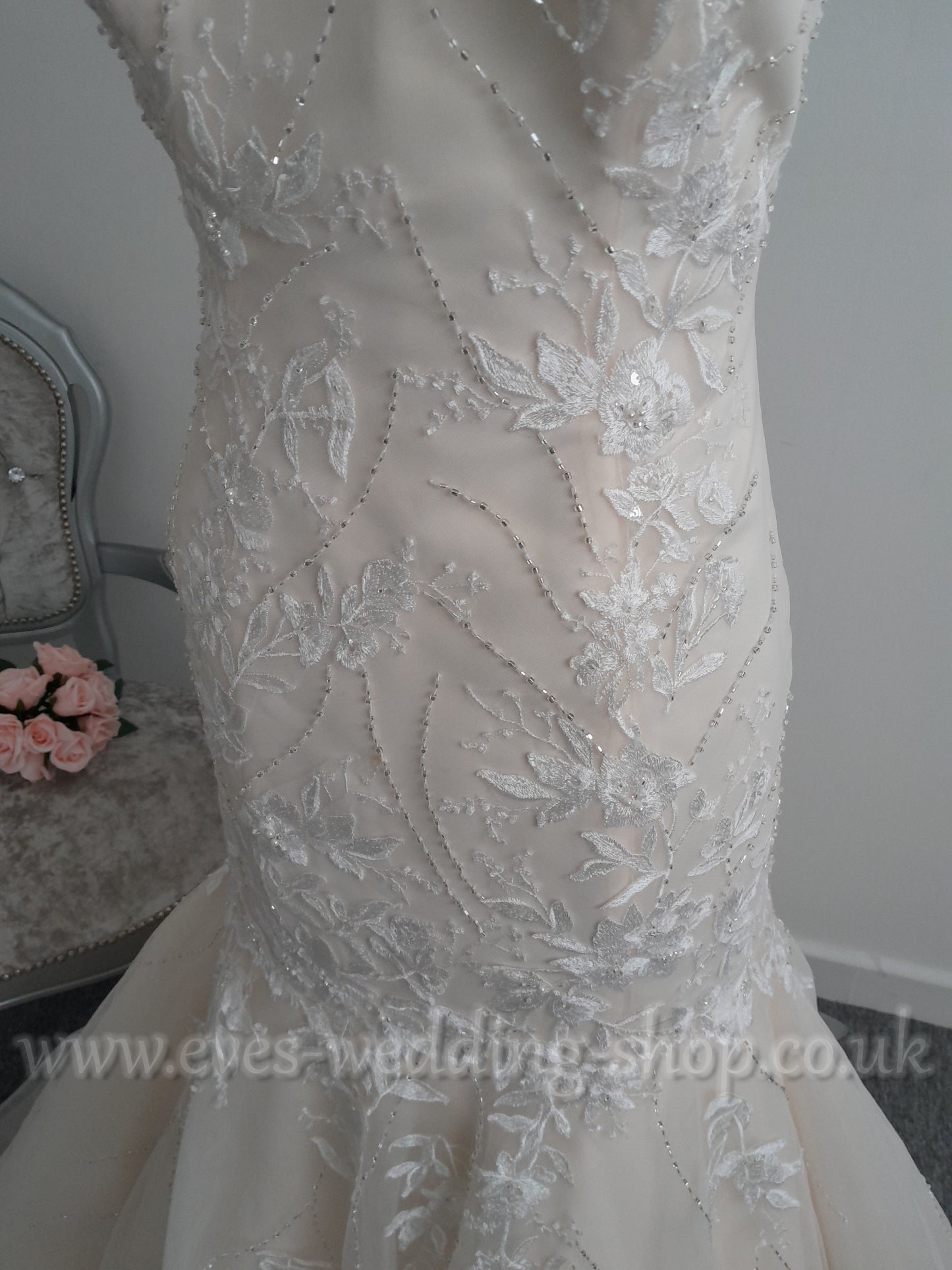 Romantica ivory/light gold wedding dress UK 12