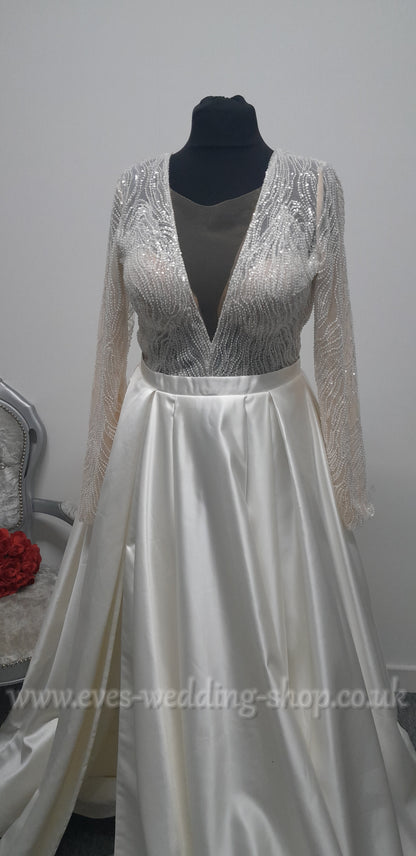 Eva Lendel satin wedding dress size 46, UK 16