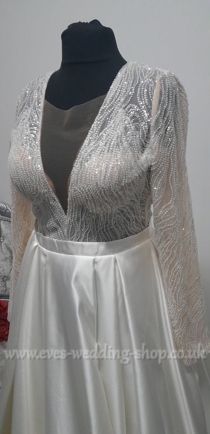 Eva Lendel satin wedding dress size 46, UK 16