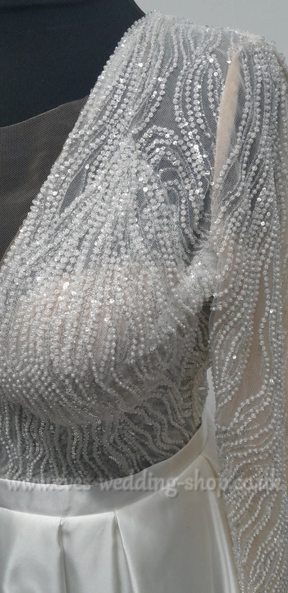 Eva Lendel satin wedding dress size 46, UK 16