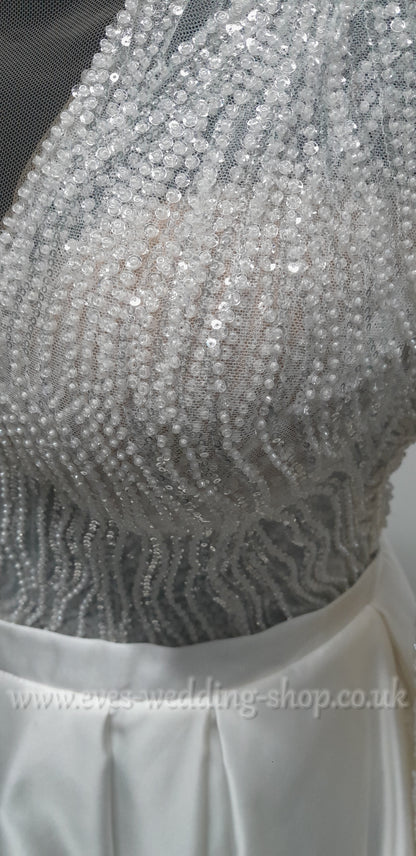 Eva Lendel satin wedding dress size 46, UK 16