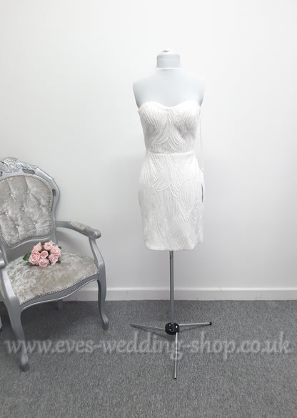 Elysian bridal EB22536 short heavy beaded wedding dress UK 12