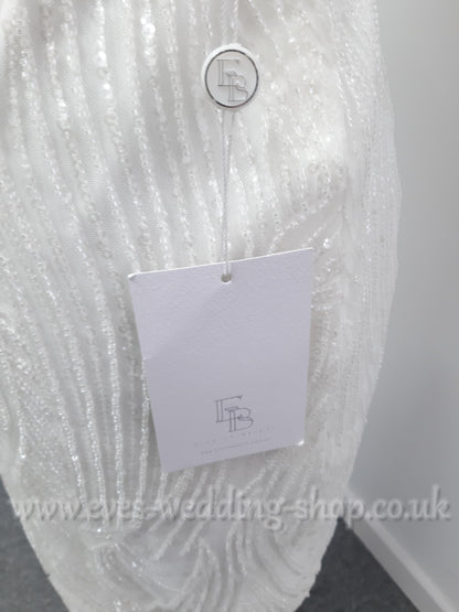 Elysian bridal EB22536 short heavy beaded wedding dress UK 12