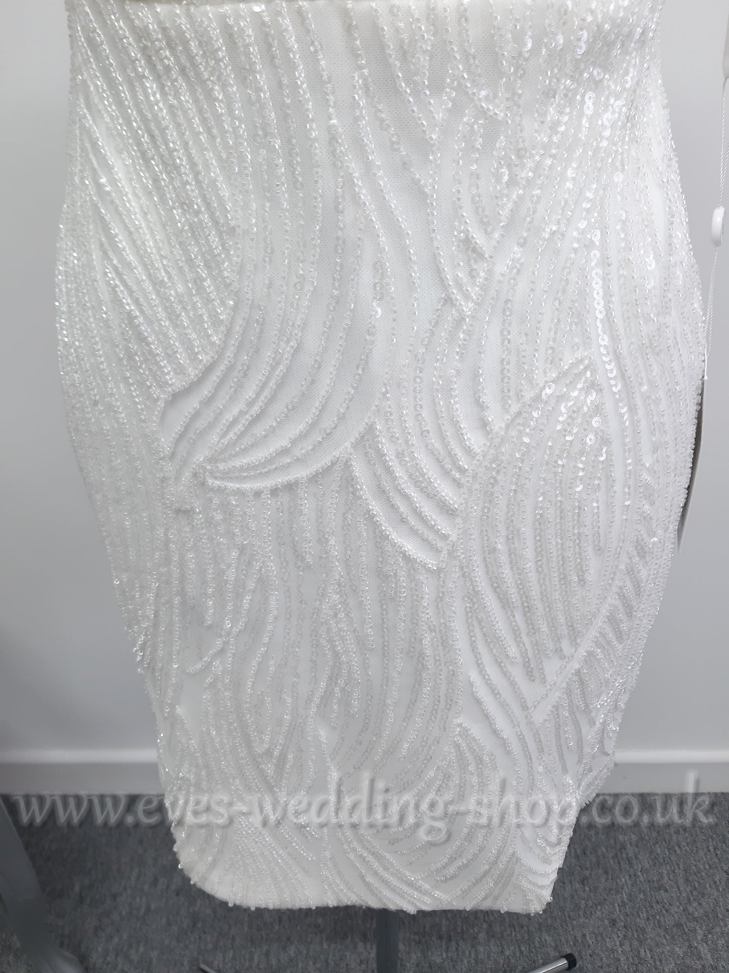 Elysian bridal EB22536 short heavy beaded wedding dress UK 12