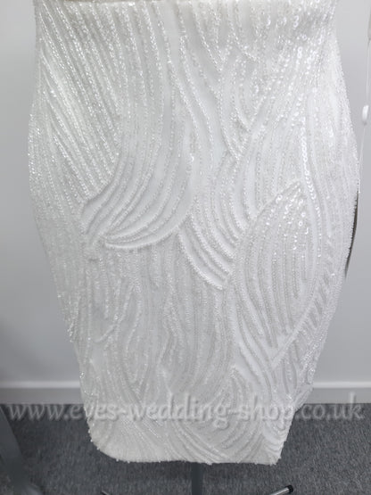 Elysian bridal EB22536 short heavy beaded wedding dress UK 12