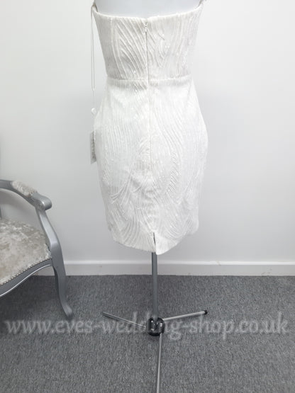 Elysian bridal EB22536 short heavy beaded wedding dress UK 12
