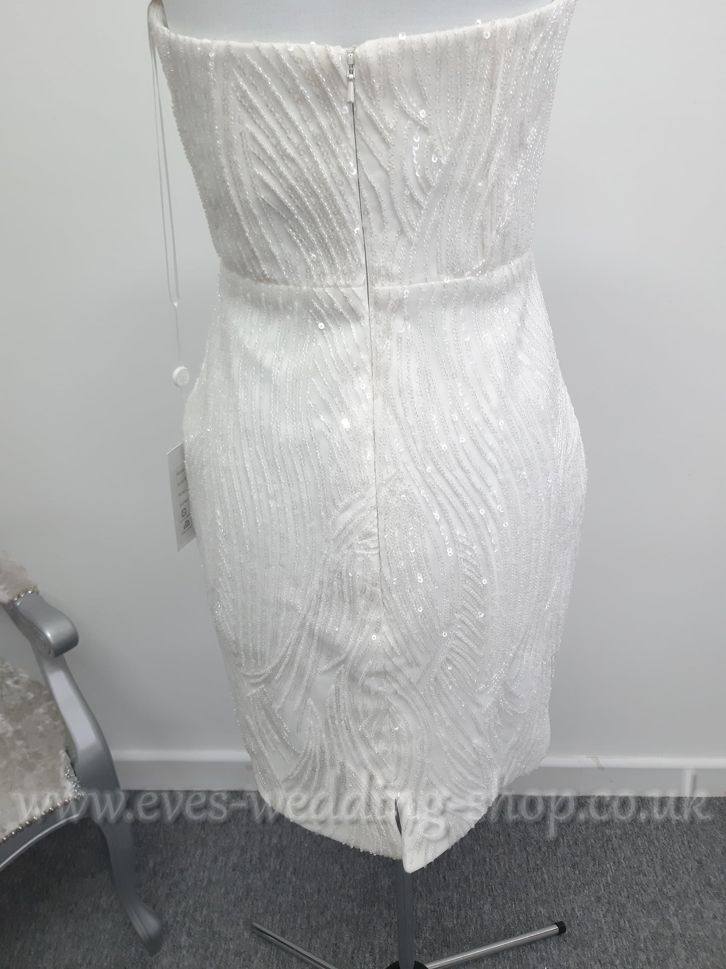 Elysian bridal EB22536 short heavy beaded wedding dress UK 12