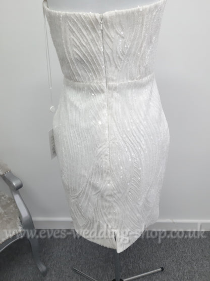 Elysian bridal EB22536 short heavy beaded wedding dress UK 12