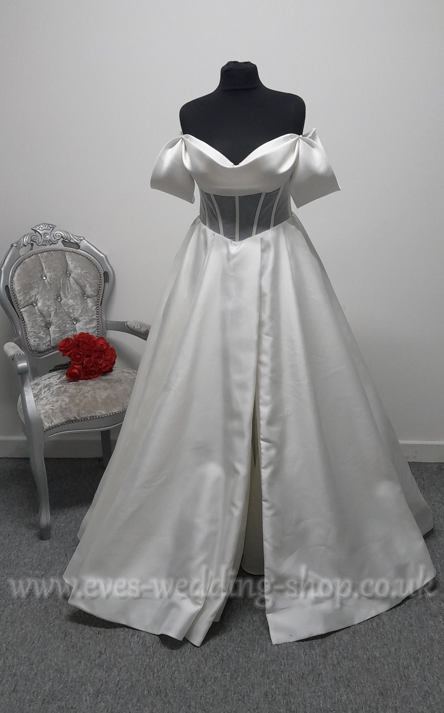 Eva Lendel mikado satin wedding dress size 44, UK 14