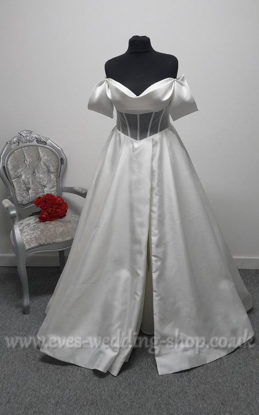 Eva Lendel mikado satin wedding dress size 44, UK 14