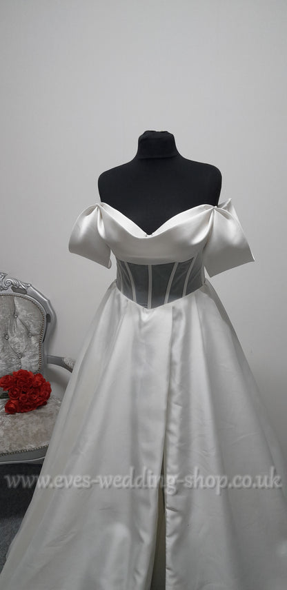 Eva Lendel mikado satin wedding dress size 44, UK 14