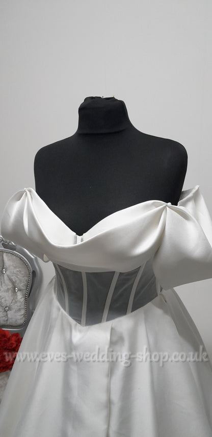Eva Lendel mikado satin wedding dress size 44, UK 14
