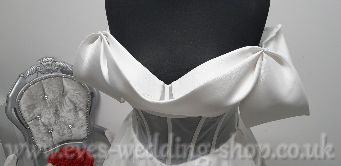 Eva Lendel mikado satin wedding dress size 44, UK 14