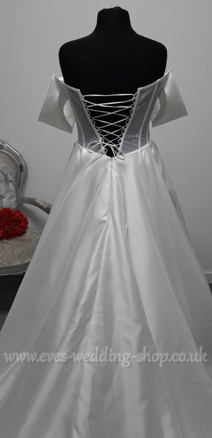 Eva Lendel mikado satin wedding dress size 44, UK 14