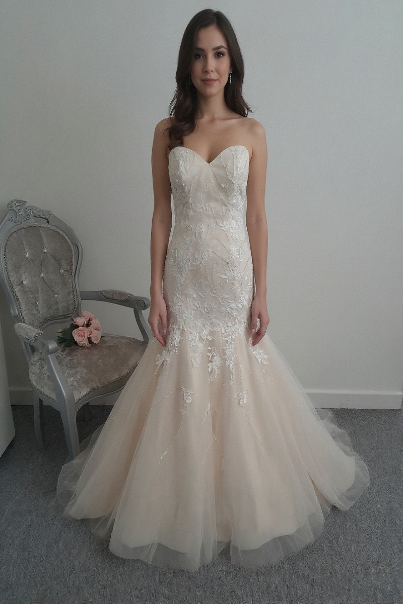 Romantica ivory/light gold wedding dress UK 12