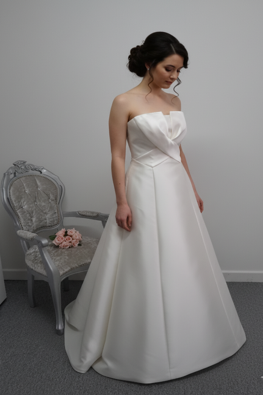 Eglantine Creations mikado satin wedding dress UK 16