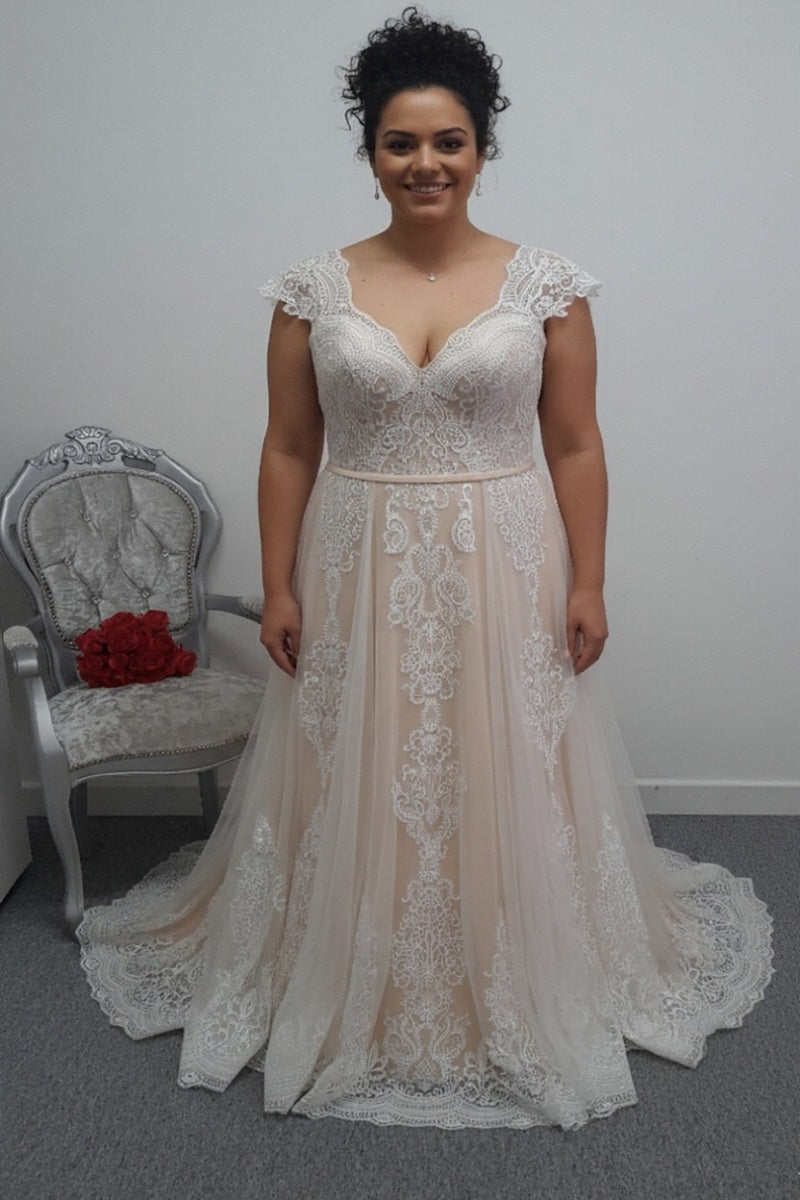 Lore White nude ivory wedding dress UK 18