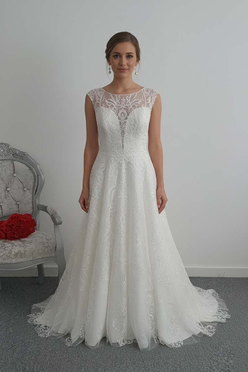 White Rose Ivory A line wedding dress UK 14