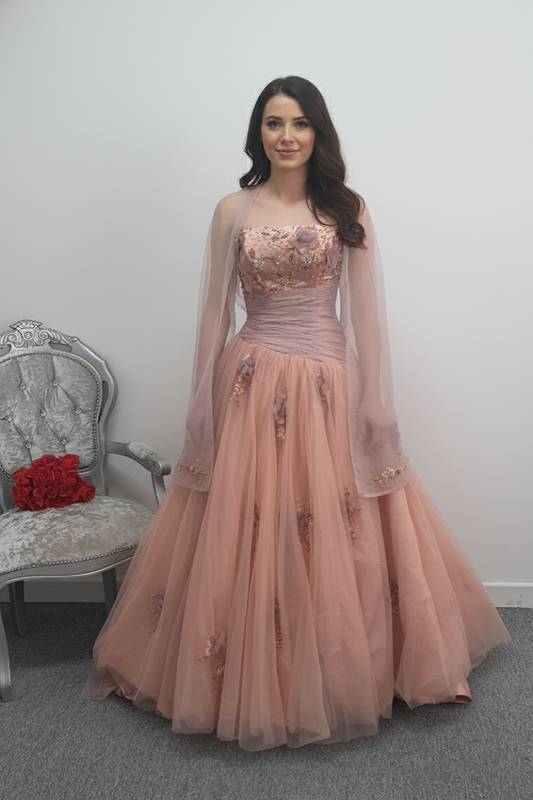 Mauve grey princess prom/wedding dress UK 6
