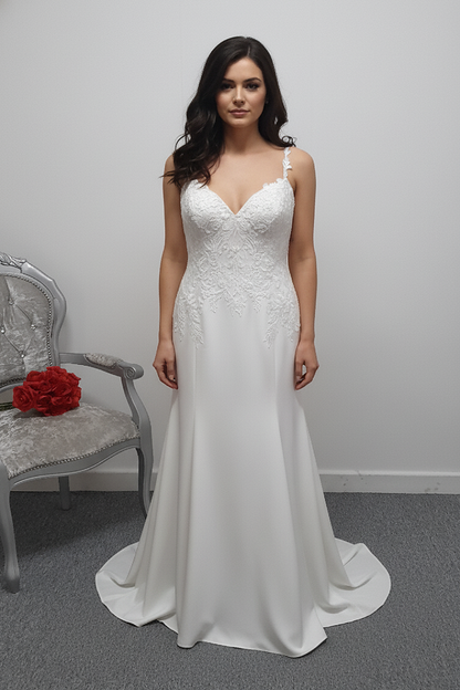 Rebecca Ingram ''Joyce''  ivory crepe wedding dress UK 18
