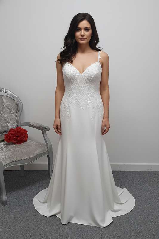 Rebecca Ingram ''Joyce''  ivory crepe wedding dress UK 18