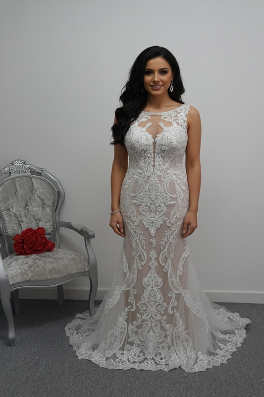 Essense of Australia 3153 high neck wedding dress UK 16