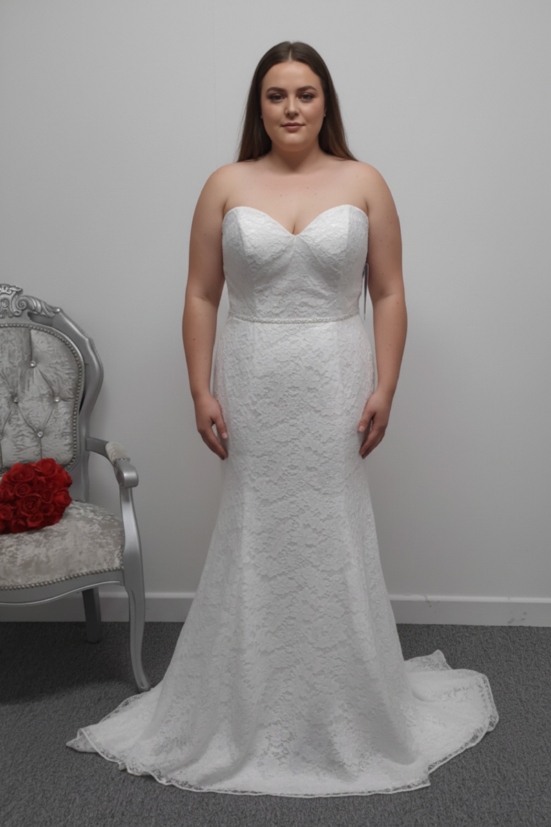 Veromia simple ivory lace wedding dress UK 16