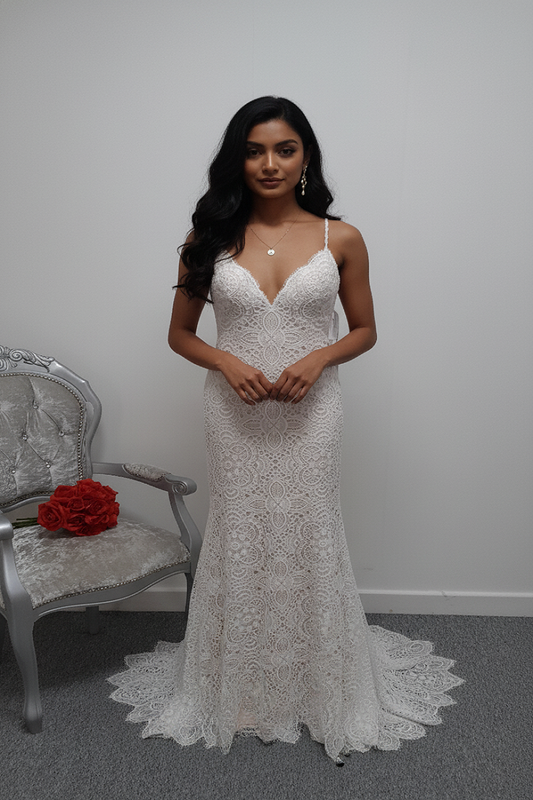 Wilderly bride ''Adelaide'' ivory champagne wedding dress UK 8