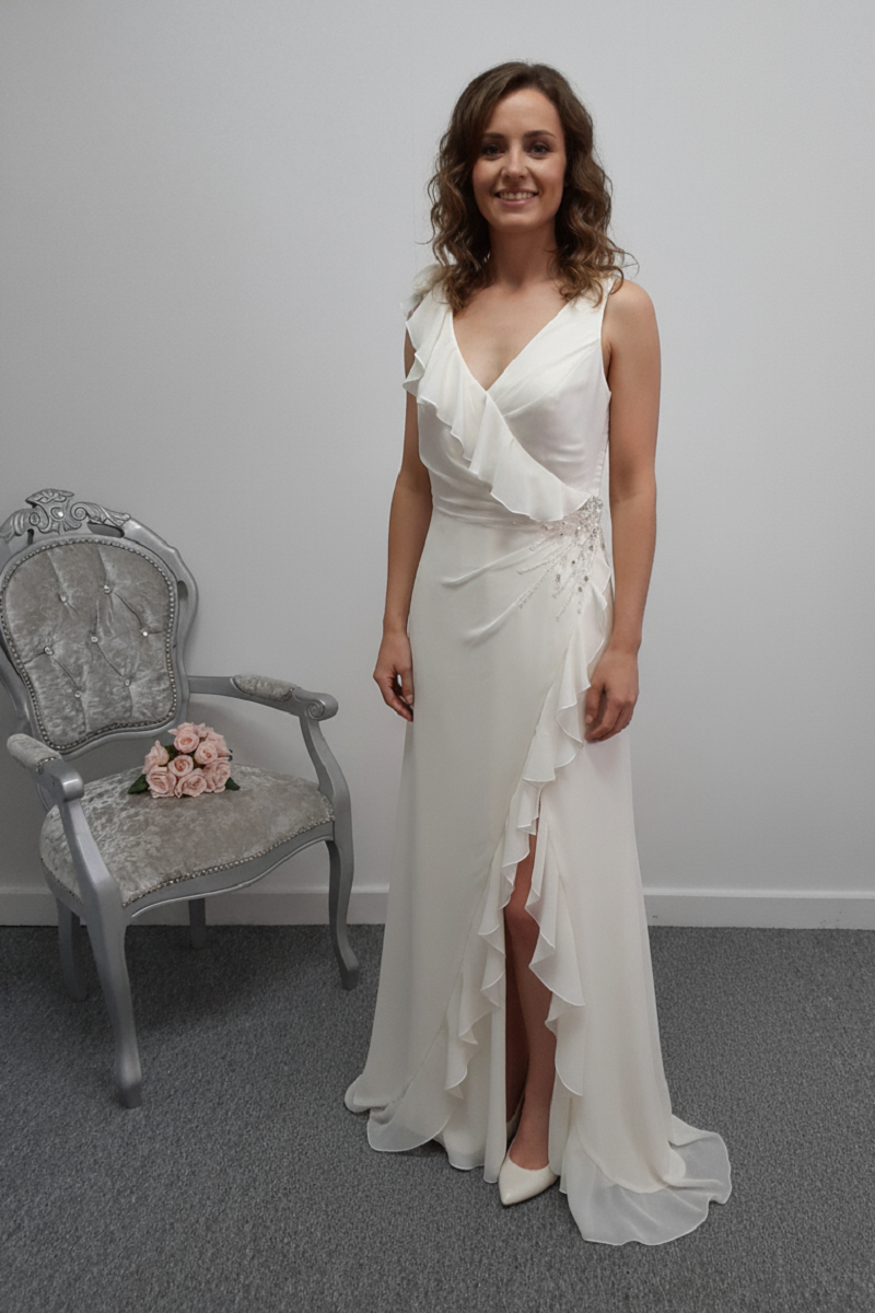 Eden bridals dark ivory V neck wedding dress UK 8