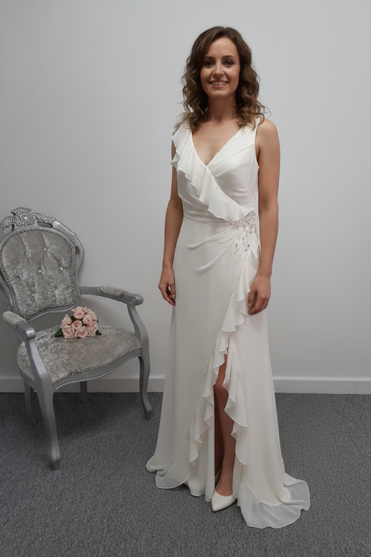 Eden bridals dark ivory V neck wedding dress UK 8