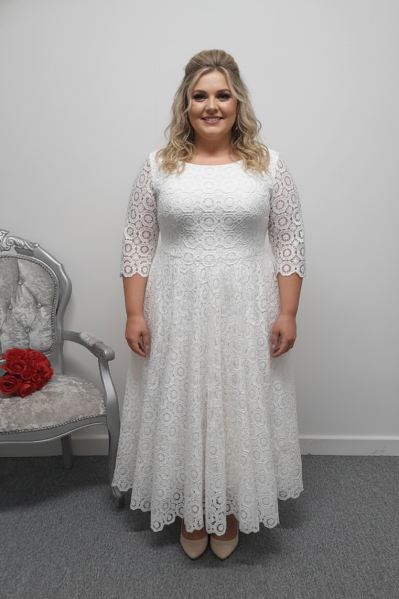 Lou Lou Bridal ankle length crochet wedding dress UK 16