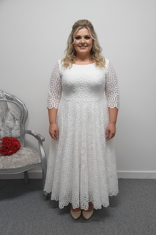 Lou Lou Bridal ankle length crochet wedding dress UK 16
