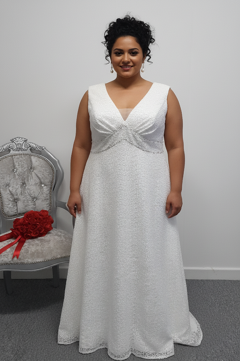 Sonsie V neck sequin wedding dress UK 22
