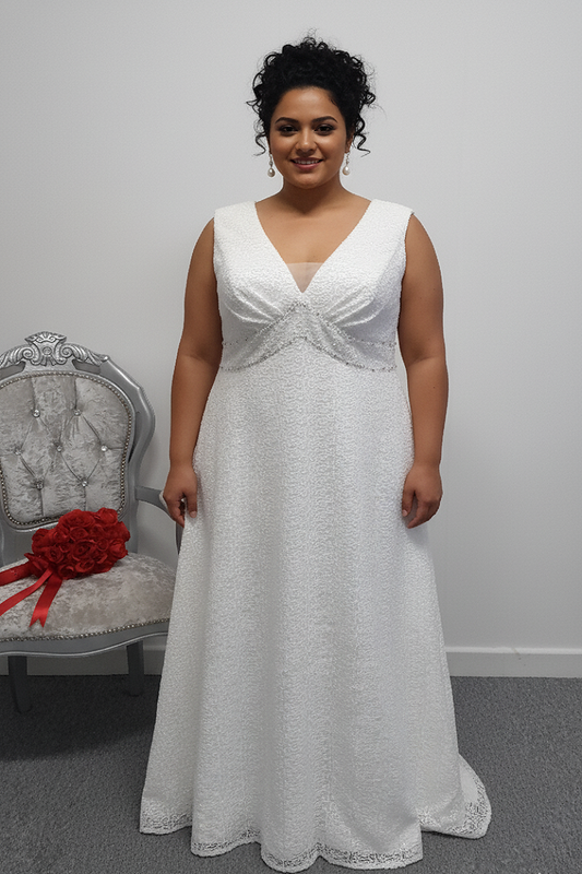 Sonsie V neck sequin wedding dress UK 22