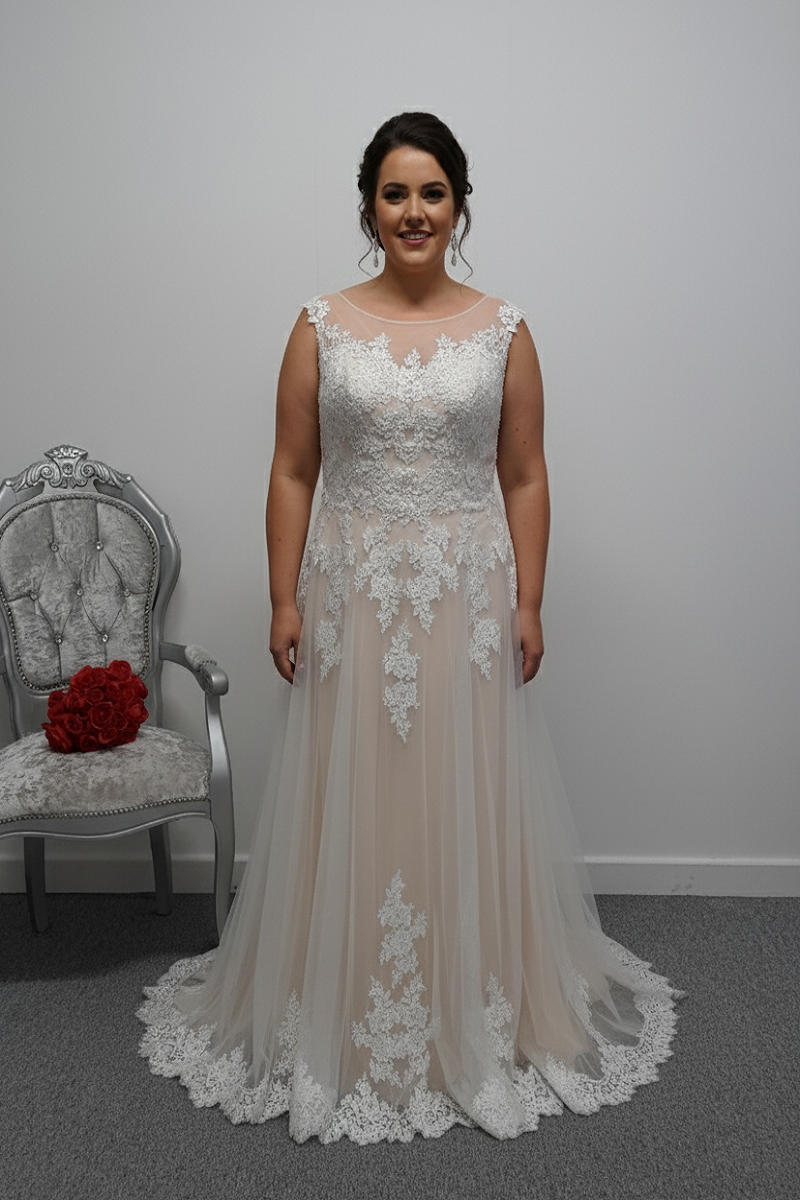 Romantica ivory rum pink wedding dress UK 22